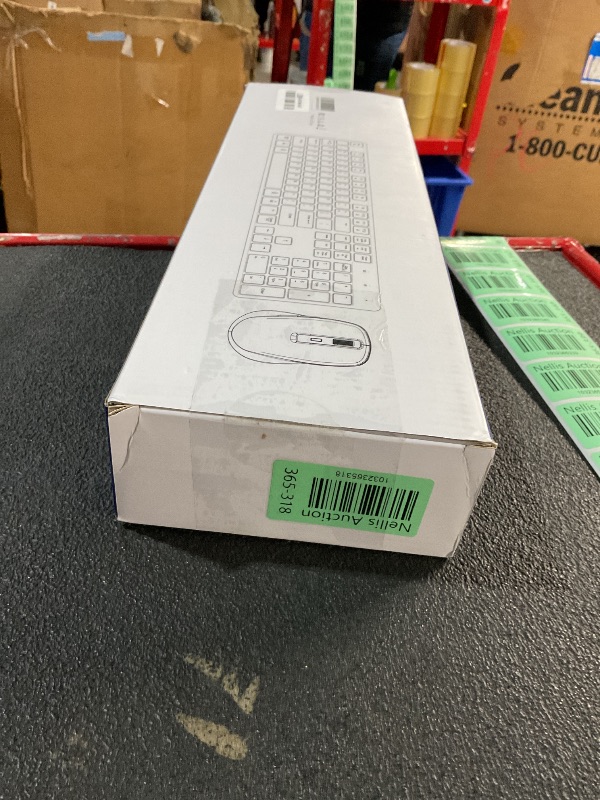 Photo 1 of POWZAN Backlit Wireless Keyboard and Mouse, Rechargeable Quiet Wireless Keyboard Mouse Combo, Jiggle Mouse, 2.4G Cordless USB Keyboard Slim Full Size for Apple iMac, MacBook, laptop and PC, Space Gray