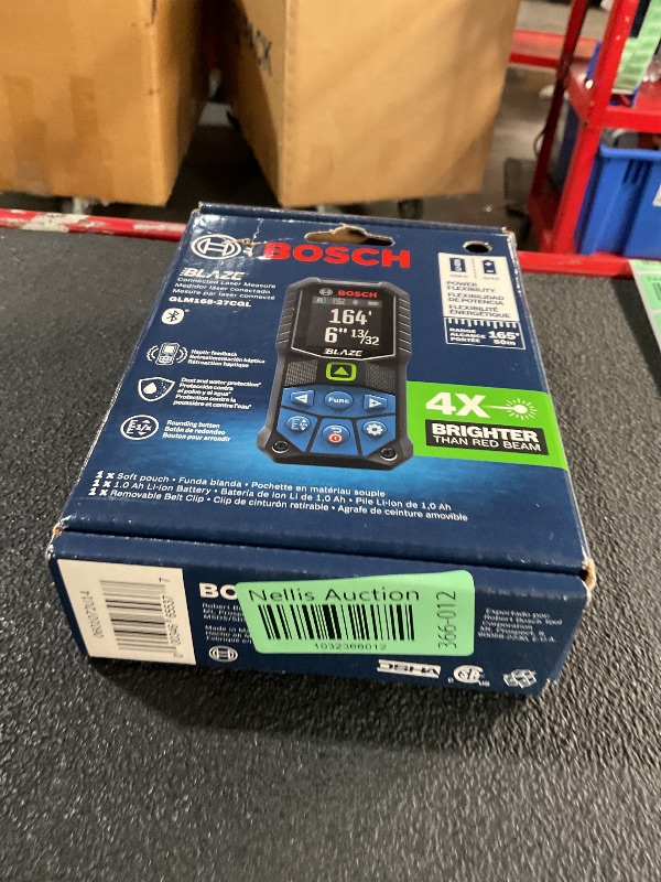 Photo 2 of ***(PARTS ONLY/ NON FUNCTIONAL/ NO RETURNS OR REFUNDS)***
BOSCH GLM165-27CGL 165 Ft Blaze Green-Beam Laser Distance Measure with 3.7V Lithium-Ion 1.0 Ah Battery, Includes 1.0 Ah 3.7V Lithium-Ion Battery, Belt Clip, & Pouch