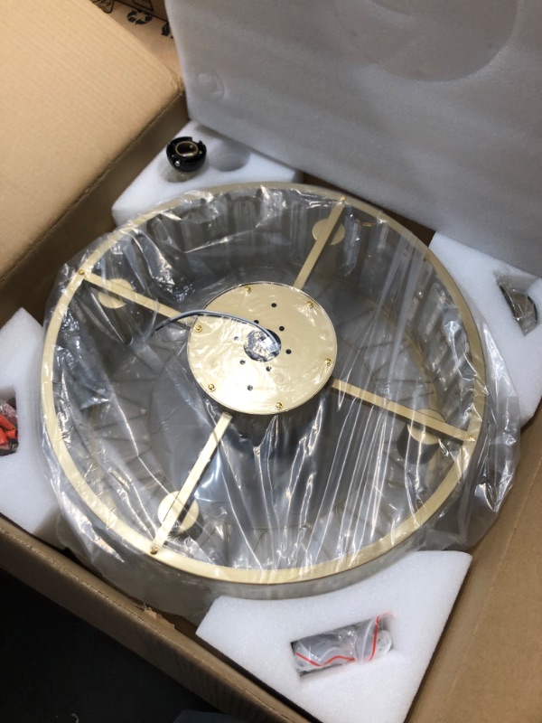 Photo 1 of GDLT 18" Crystal Caged Ceiling Fan with Light Remote, 4-Light Crystal Fandelier Gold Ceiling Fan with Light Reversible Motor, Chandelier Ceiling Fan Enclosed 6 Speed for Bedroom, Living Room