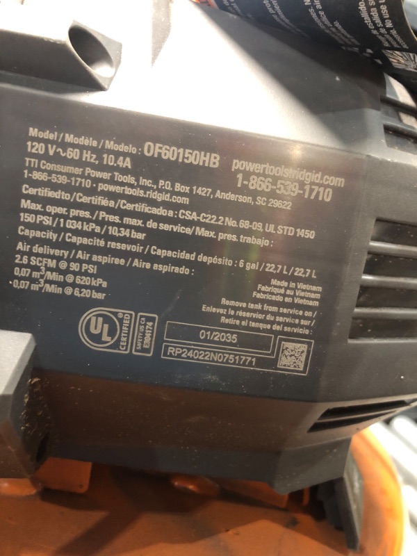 Photo 5 of **DIRTY**RDGD 6 gal. 150 PSI Portable Electric Pancake Air Compressor