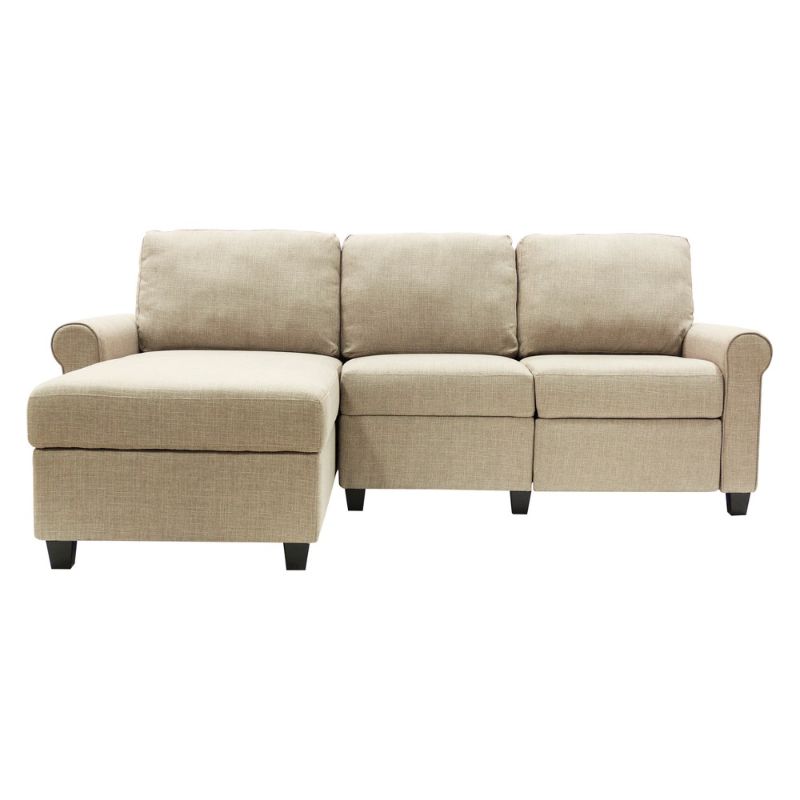 Photo 1 of ***NON REFUNDABLE/ BOX 1 OF 2***Copenhagen Reclining Sectional with Left Storage Chaise Beige - Serta: Polyester Upholstery, Wood Frame
