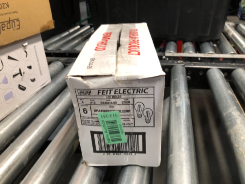 Photo 1 of Feit Electric A15 LED Light Filament Bulb, 60W Equivalent, Dimmable, E26 Base, 2700K Soft White, Clear Glass Vintage Edison Light Bulb for Home, Office, 13-Year Lifetime, BPA1560927CAFIL2RP/6, 12 Pack