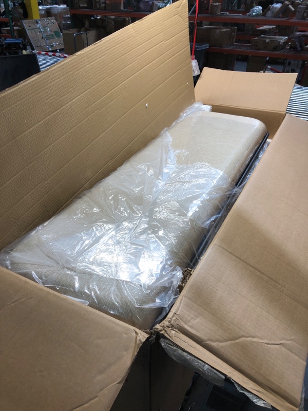 Photo 1 of Deco 79 Metal Room Storage Bench Galvanized Entryway Bench with Cream Burlap Top, Bench 50" x 16" x 18", Gray