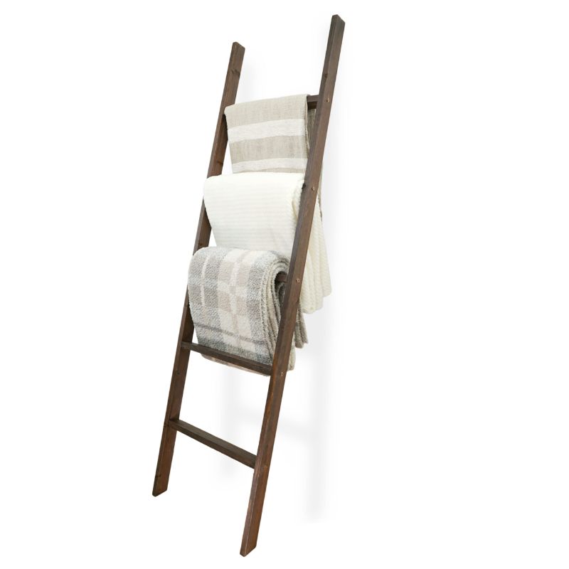 Photo 1 of **NON-REFUNDABLE** (PARTS) EKNAH 5+ Blanket Wood Ladder Rack - Living Room Decor Storage for Quilts, Comforters, Throws