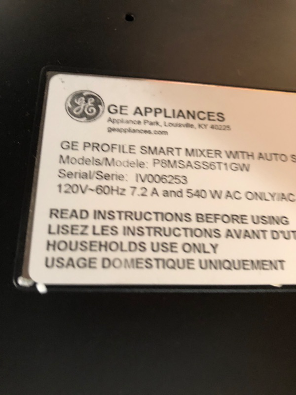 Photo 1 of GE Profile Smart Stand Mixer w/Built-In Smart Scale & Auto Sense Technology, 7qt Stainless Steel Bowl, 11 Speed l Dough Hook, Beater, 11-wire whip l works w/Amazon Alexa & Google Home l Mineral Silver