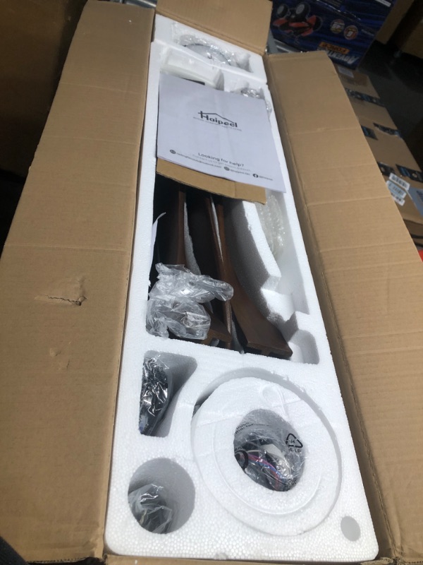 Photo 1 of Haipeel 52 Inch Ceiling Fans with Lights and Remote Control, Outdoor Ceiling Fan with Light High cfm Solid Wood Modern Ceiling Fans Propeller DC Motor for Indoor Bedroom Living Room, Dark Walnut