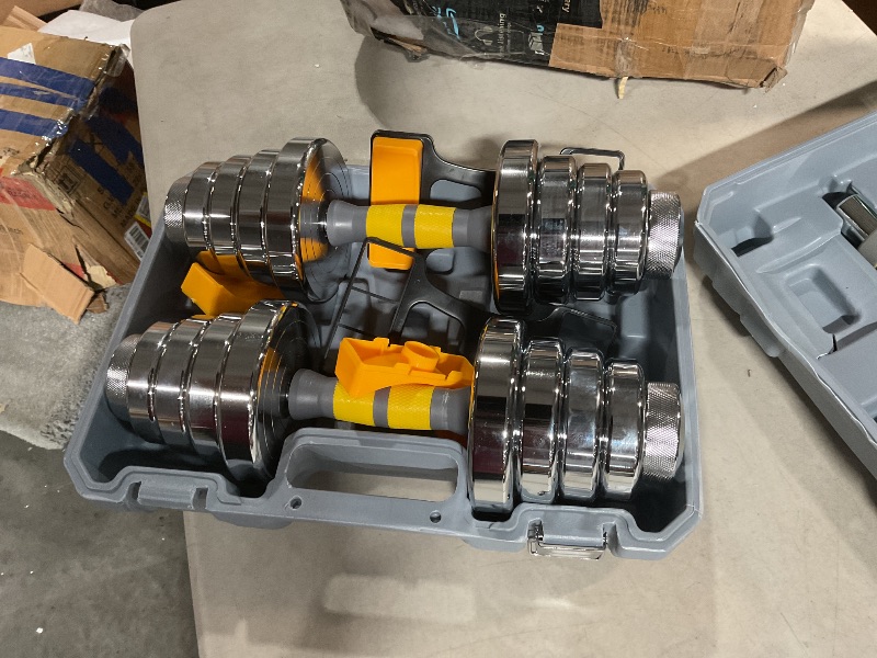 Photo 1 of ***CARRY CASE DAMAGED, SEE PICTURES, LIKELY MISSING PARTS***
PHOEROS Adjustable Dumbbell Set - 44/66 LBS weights set, Dumbbell Barbell 3 in 1, Steel Dumbbells Pair with Connecting Rod for Adults Women Men Fitness Workout, Home Gym Exercise Training Equipm