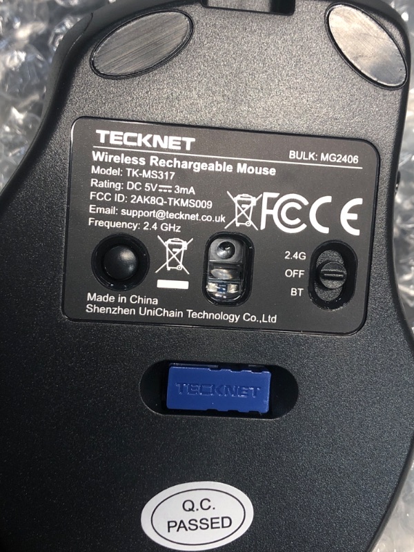 Photo 1 of TECKNET Wireless Mouse (BT5.0/3.0 & 2.4G) Rechargeable 4800 DPI Silent Mouse 6 Buttons Bluetooth Mouse, USB A Mouse Wide Compatibility - Grey