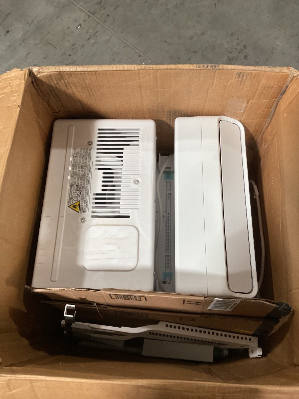 Photo 1 of **NONREFUNDABLE, DENTED, MISSING PARTS** 8,000 BTU U Shaped Smart Inverter Window Air Conditioner, Cools up to 350 Sq. Ft., Ultra Quiet with Open Window Flexibility, Works with Alexa/Google Assistant, 35% Energy Savings, Remote Control