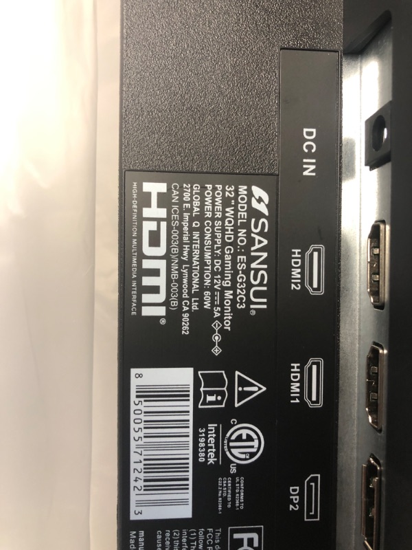 Photo 1 of SANSUI 32-Inch Curved Gaming Monitor WQHD 2560 x 1440 165Hz Curved 1500R -1ms(OD), HDR, 300nits, sRGB 125%, DCI-P3 95%, FreeSync, HDMI x2, DP1.2x2(ES-G32C3 DP Cable Included)