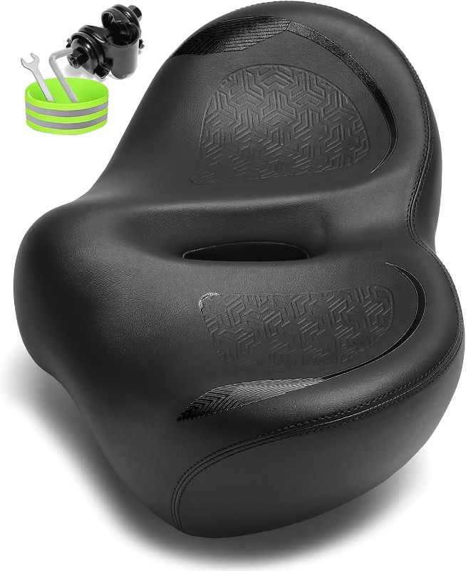 Photo 1 of ***STOCK PHOTO REFERENCE ONLY***
Noseless Oversized Bike Seat for Men Women Comfort, Extra Wide Padded Bicycle Seat Cushion, Large Comfortable Replacement Bike Saddle for Peloton Bike, Stationary Exercise Bike, City Bike, Ebike
