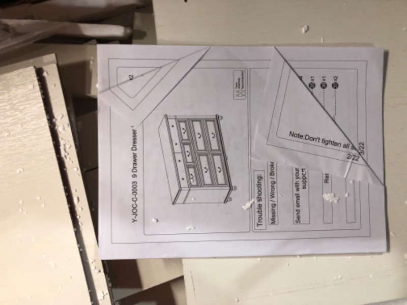 Photo 6 of ***NONREFUNDABLE - PARTS ONLY - MAJOR DAMAGE - SEE COMMENTS***
Farmhouse Dresser for Bedroom 9 Drawer Dresser with Deep Drawers, Large White Dresser Big Double Wooden Dresser Chest of Drawers for Living Room, Hallway, Entryway (White, 9 Drawer)