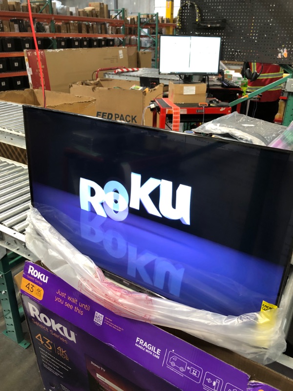 Photo 1 of Roku Smart TV – 43-Inch Select Series 4K HDR RokuTV with Roku Enhanced Voice Remote, Brilliant 4K Picture, Automatic Brightness, & Seamless Streaming – Live Local News, Sports, Family Entertainment