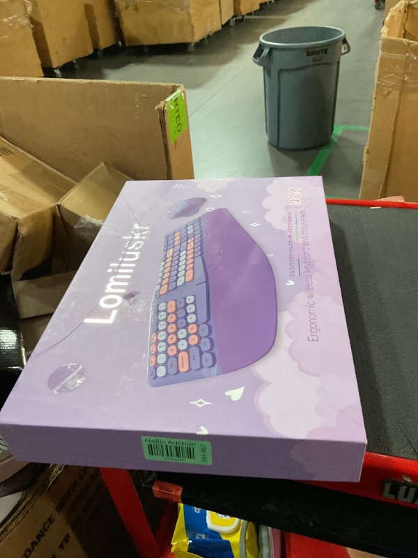 Photo 1 of Wireless Ergonomic Keyboard and Mouse Combo with PU Wrist Rest, Carpal Tunnel Keyboard, 2.4G Colorful Split Ergo Keyboard, Comfortable Natural Typing, Compatible with PC/Laptop (Purple)