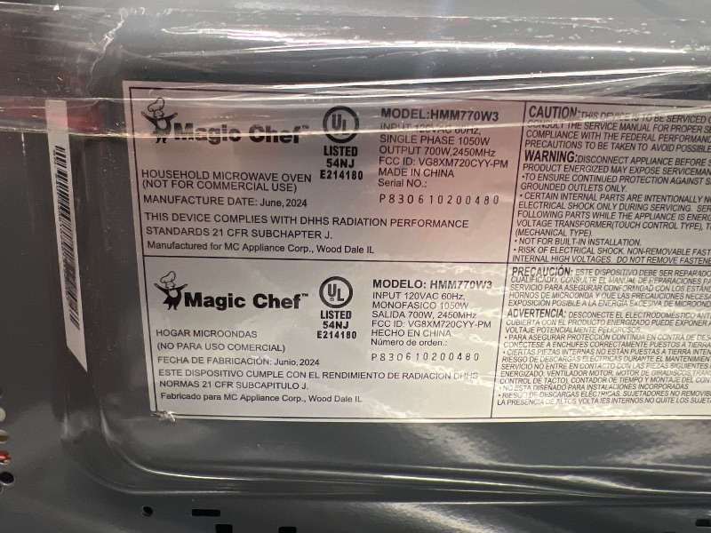 Photo 1 of Magic Chef MC77MW Countertop Microwave Oven, Small Microwave for Compact Spaces, 700 Watts, 0.7 Cubic Feet, White