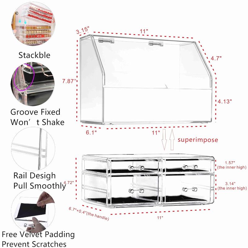 Photo 1 of (FAIR) Celar Makeup Organizer With Lid,Dustproof Waterproof Design Make up Organizer for Bathroom Countertop,6 Drawers Acrylic Skincare and Cosmetic Storage for Vanity Countertop,Dresser Top Organizer