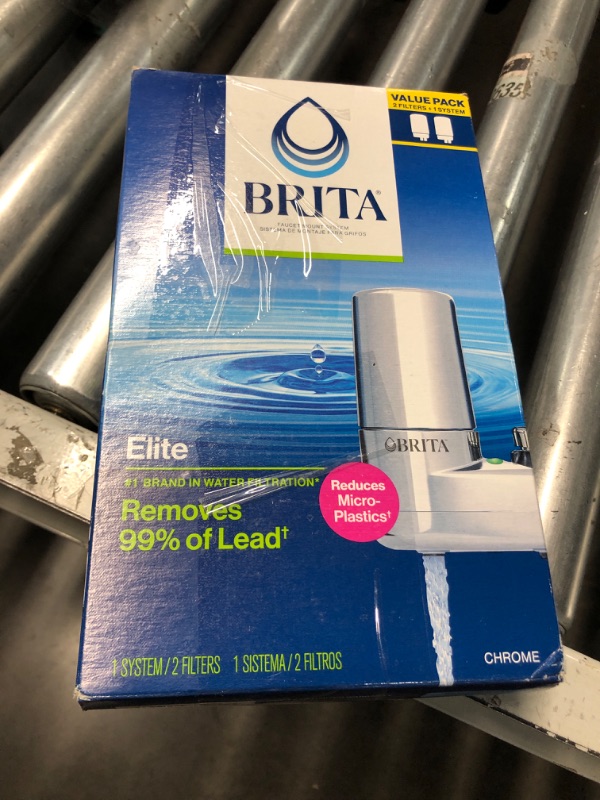 Photo 2 of ***(missing 1 filter and it is scratched)***
Brita Replacement Water Filter for Faucet Mount, Removes 99% of Lead, Sink Filtration System, Chrome, 2 Count
