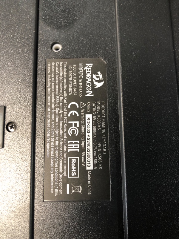 Photo 1 of Redragon K503 Wireless Gaming Keyboard, RGB LED Backlit, Multimedia Keys, Silent Membrane Keyboard with Wrist Rest for Windows PC Games (Black)