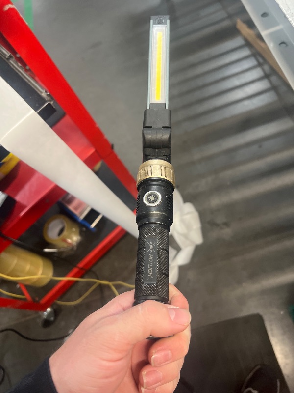 Photo 1 of HOTLIGH Rechargeable Work Light - 5000mAh Magnetic Work Light with 360° Rotate Foldable Design, 1200 Lumens Led Work Light, 3 Lighting Modes Mechanic Light for Car Repairing/Emergency