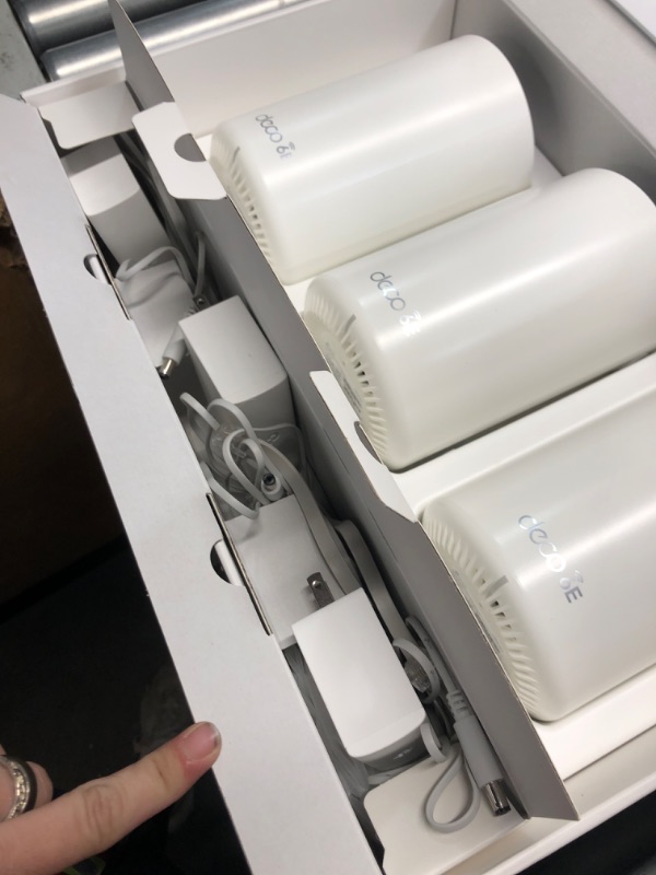 Photo 1 of TP-Link Deco AXE5400 Tri-Band WiFi 6E Mesh System – Wi-Fi up to 7200 Sq.Ft, Engadget Rated Best Mesh For Most People, Replaces WiFi Router and Extender, AI-Driven Mesh New 6GHz Band, 3-Pack(Deco XE75)
