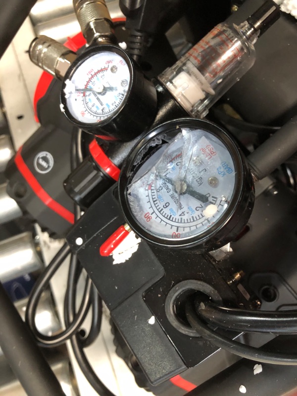 Photo 11 of ***GAUGES DAMAGED - SEE PICTURES - SCUFFED AND SCRAPED - UNABLE TO TEST***
14 Gallon Ultra Quiet Air Compressor with Two Quick Couplers, 2HP 8.75 CFM, Max 115 PSI Pressure Oil-Free Air Compressor Tank, 70dB Quiet Compressor for Auto Repair, Tire Inflation