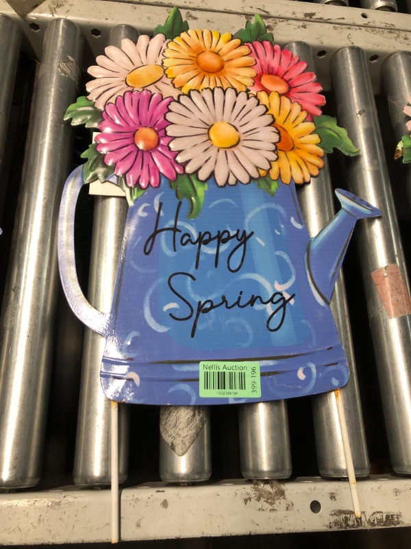 Photo 1 of ***STOCK PHOTO REFERENCE ONLY*** hogardeck Garden Decor for Outside, Metal Watering Can Decorative Garden Stakes with Flowers, Yard Art Welcome Spring Signs for Outdoor Lawn Backyard Porch Patio Garden Decorations