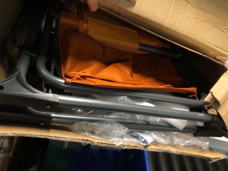 Photo 1 of TIMBER RIDGE Heavy Duty Camping Chair with Compact Size, Portable Directors Chair with Side Table and Pocket for Camping, Lawn, Sports and Fishing, Supports Up to 400lbs, OrangeLPNPMDP1028745
