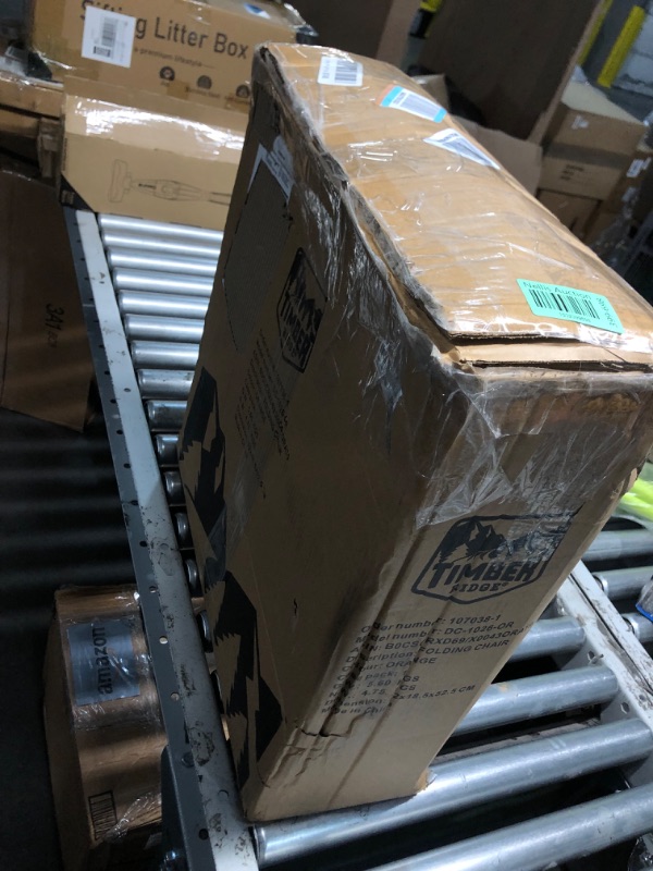 Photo 1 of TIMBER RIDGE Heavy Duty Camping Chair with Compact Size, Portable Directors Chair with Side Table and Pocket for Camping, Lawn, Sports and Fishing, Supports Up to 400lbs, OrangeLPNPMDP1028745
