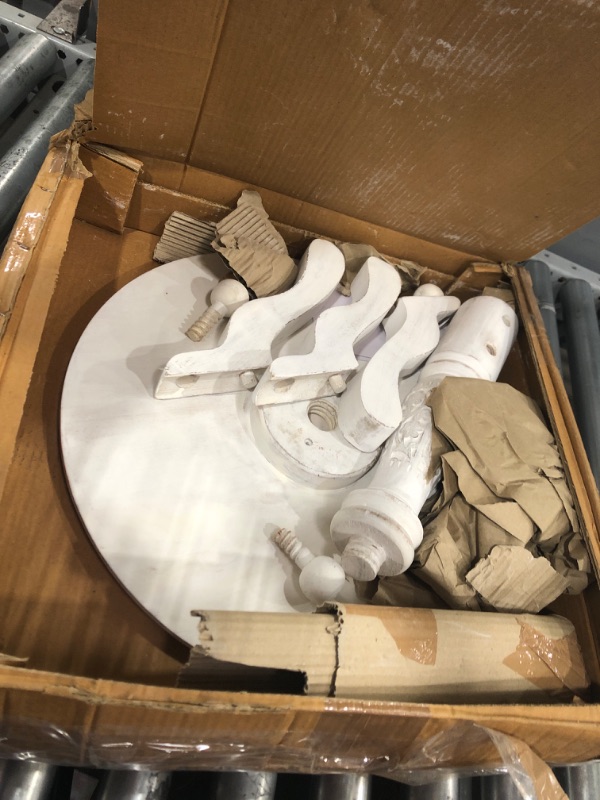 Photo 1 of Bedding Craft Round End Table, Solid Wood Side Table, Small Couch Side Table, Mid-Century End Table, Retro Side Table, Boho Side Table for Living Room_18x21 - White Wash