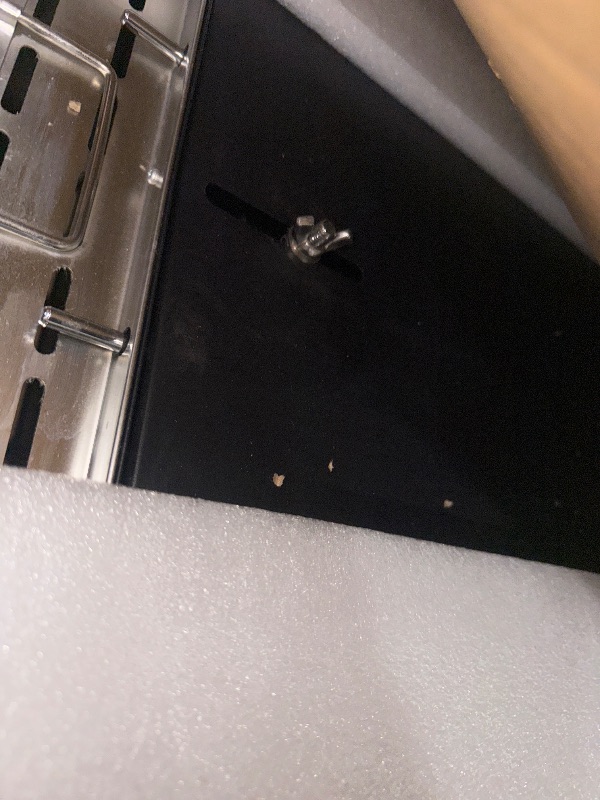 Photo 1 of OOX Portable Grill Table with Double-Shelf for Outdoor Prep,Folding Grill Stand Fits Blackstone Griddle 17 Inch 22 Inch, Tabletop Propane Gas Grill Cart, Camping BBQ Cooking, Stainless Steel, Black