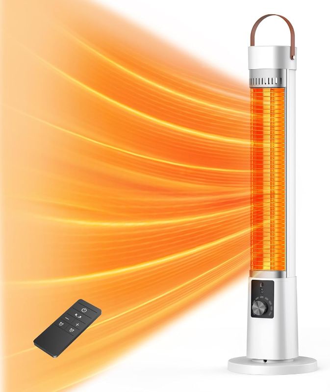 Photo 1 of Aerozy Patio Heater for Outdoor Use, Electric Space Heater Indoor, Portable Infrared Heater with 60-Degree Oscillation, Timer, Remote, for Patio, Gazebo, Black