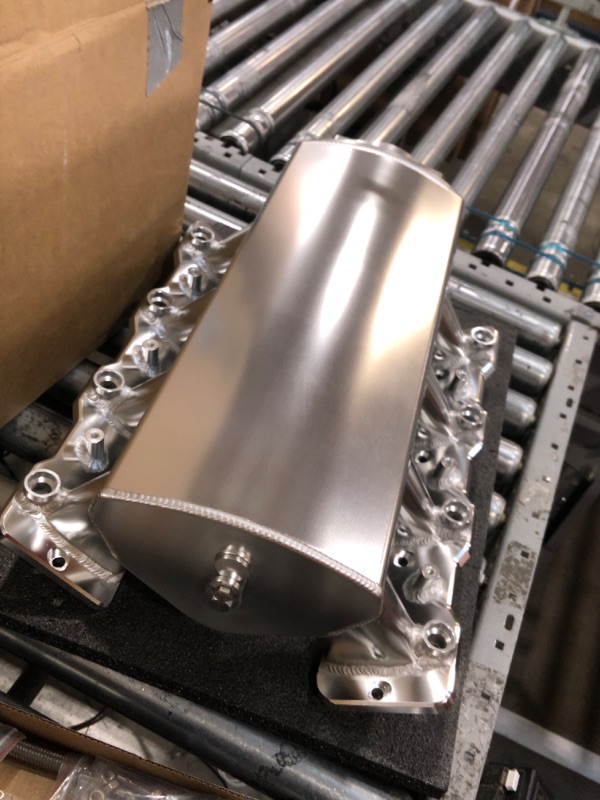 Photo 1 of YIUIY For LS Intake Manifold Low Profile Cathedral Port 92mm Compatible with Chevy GMC Pontiac LS1 LS2 LS6 Sheet Metal Fabricated EFI (Silver)