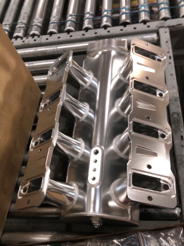 Photo 1 of YIUIY For LS Intake Manifold Low Profile Cathedral Port 92mm Compatible with Chevy GMC Pontiac LS1 LS2 LS6 Sheet Metal Fabricated EFI (Silver)