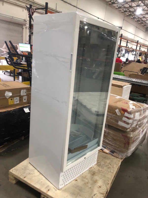 Photo 2 of 24 in. W 14.8 cu. ft. Commercial Slim Narrow Upright Display Refrigerator 1-Glass Door Beverage Cooler in White


