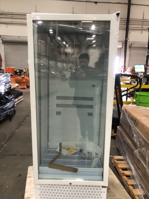 Photo 4 of 24 in. W 14.8 cu. ft. Commercial Slim Narrow Upright Display Refrigerator 1-Glass Door Beverage Cooler in White


