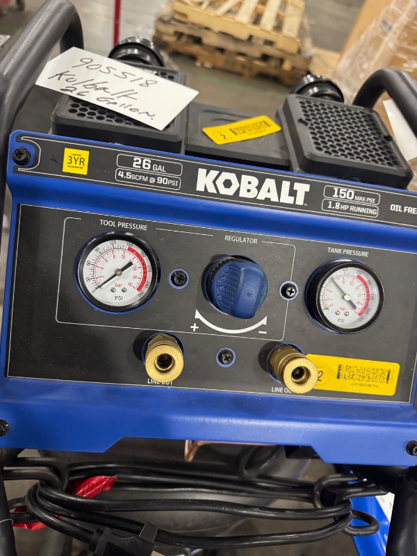 Photo 3 of *UNTESTED** Kobalt QUIET TECH 26-Gallon Portable Electric 150 PSI Vertical Air Compressor
