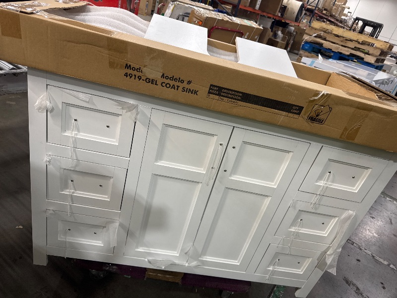 Photo 2 of *minor stained**Style Selections Lowry 49-in White Single Sink Bathroom Vanity with White Acrylic Top
