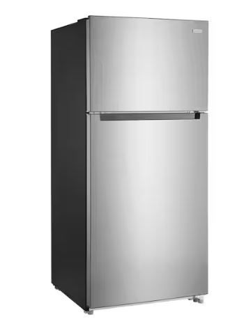 Photo 1 of *powers on & gets cold** 18 cu. ft. Top Freezer Refrigerator in Stainless Steel Look


