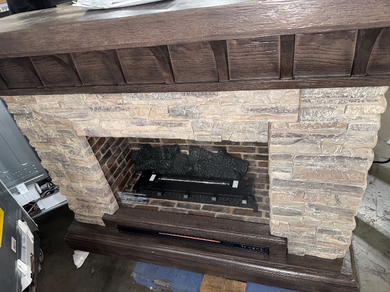 Photo 2 of *POWERS ON** allen + roth 53-in W Sedona Free Standing Infrared Quartz Flat Wall Electric Fireplace with Remote Control Included
