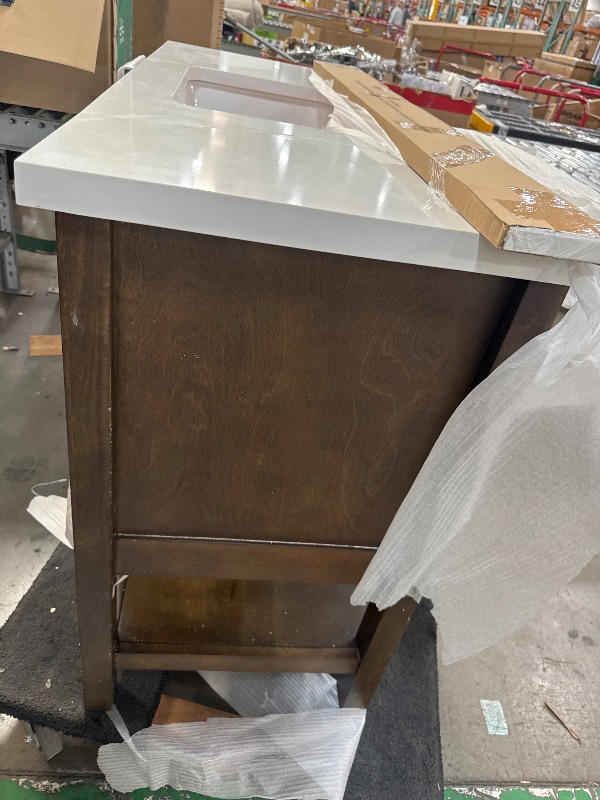 Photo 5 of allen + roth Kingscote 48-in Espresso Undermount Single Sink Bathroom Vanity with White Engineered Stone Top
