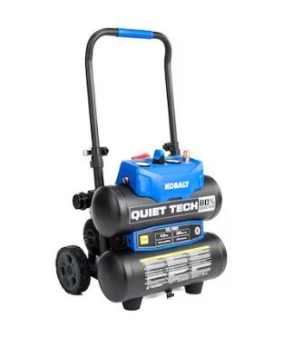 Photo 1 of *POWERS ON**Kobalt QUIET TECH 4.3-Gallon Portable Electric 150 PSI Twin Stack Air Compressor