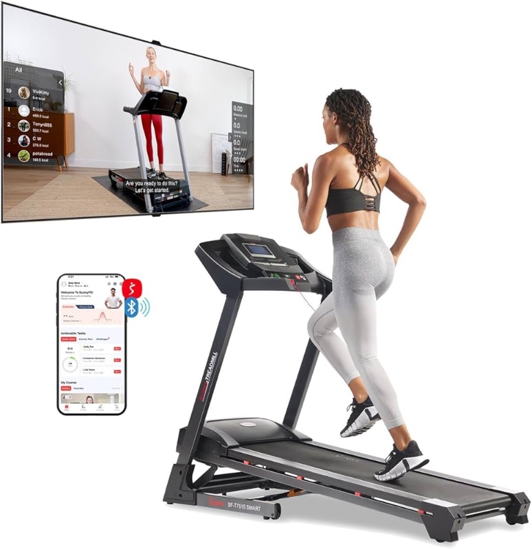 Photo 1 of ***USED - TRUCK/TRAILER PICKUP ONLY - NO PACKAGING - DOESN'T POWER ON - UNABLE TO TROUBLESHOOT - MISSING REMOTE - SEE PICTURES***
Sunny Health & Fitness Premium Foldable Treadmill for Home, Running or Walking with Auto Incline, Shock Absorption, Digital D