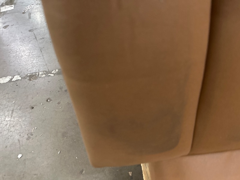 Photo 3 of **** MISSING LEGS UNKNOWN OF OTHER MISSING PARTS *** BROWN SOFT MATERIAL COUCH.  UNKNOWN MODEL 