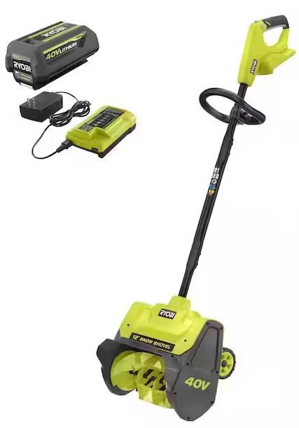 Photo 1 of **DEAL** RYOBI 40V 12 in. Single-Stage Cordless Electric Snow Shovel with 4.0 Ah Battery and Charger