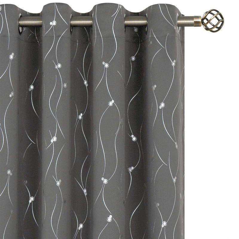 Photo 1 of 
BGMENT BLACKOUT CURTAINS 54 INCHES LONG, GROMMET THERMAL INSULATED BLACKOUT CURTAINS WITH WAVE LINE AND DOTS PRINTED FOR BEDROOM, , EACH 52 X 54 INCH, DARK GREY
