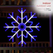 Photo 1 of 24IN Light LED Blue and Cool White Hanging Snowflake with Star Center