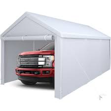 Photo 1 of * MISSING PARTS* YITAHOME 10 x 20 FT Carport Heavy Duty Galvanized Frame Car Shelter Car Canopy with Removable Sidewalls, Portable Garage Tent Boat Shelter, White,FTPLCG-0039A
