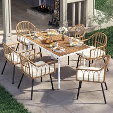 Photo 1 of * MISSING PARTS* YITAHOME  Patio Dining Set Outdoor Wicker Table and Chairs Set in Tan