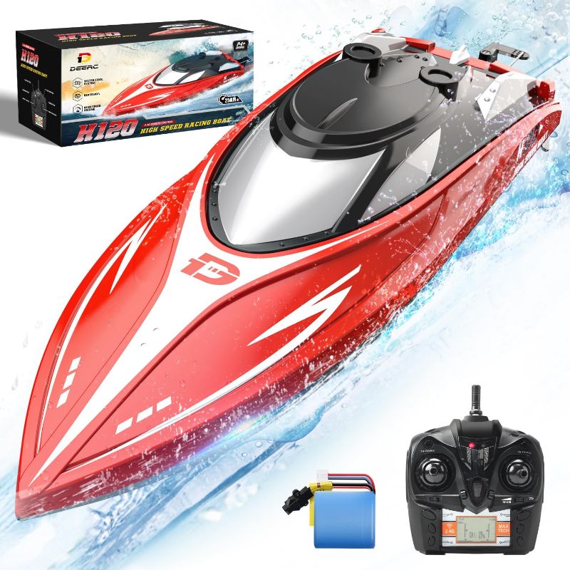 Photo 1 of * MISSING PARTS* DEERC H120 Fast RC Boat for Pools and Lakes, 2.4 GHz 20+ MPH Racing Boats for Kids & Adults with Rechargeable Battery,Low Battery Alarm,Capsize Recovery,Gifts for Boys Girls