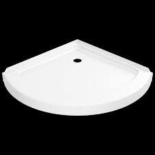 Photo 1 of 38 in. x 38 in. Round Corner Shower Pan Base with Corner Drain in White